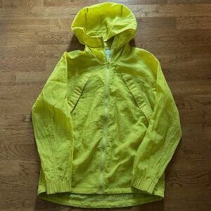 lululemon clear intention jacket soleil yellow windbreaker rain water hood 6 zip